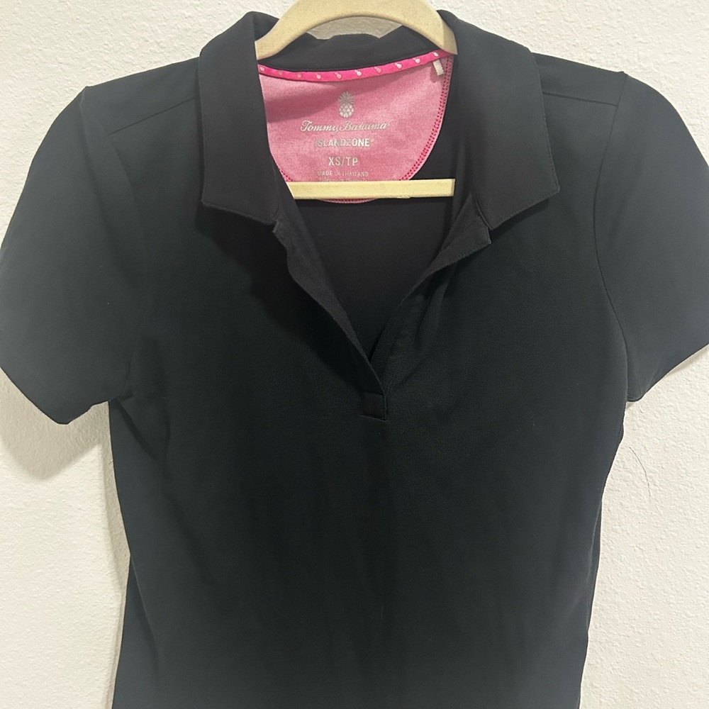 Tommy Bahama Black Polo with Pink Accents